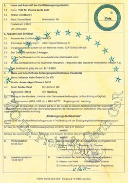 Entsorgungsfachbetrieb Helmuth Hahn GmbH & Co. KG Titel 06 Zertifikat